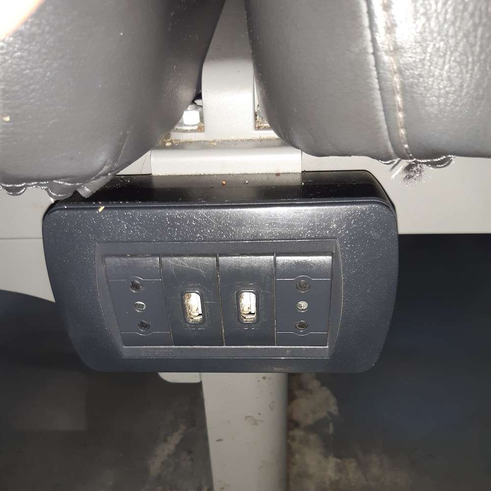 Plug sockets on Italo train