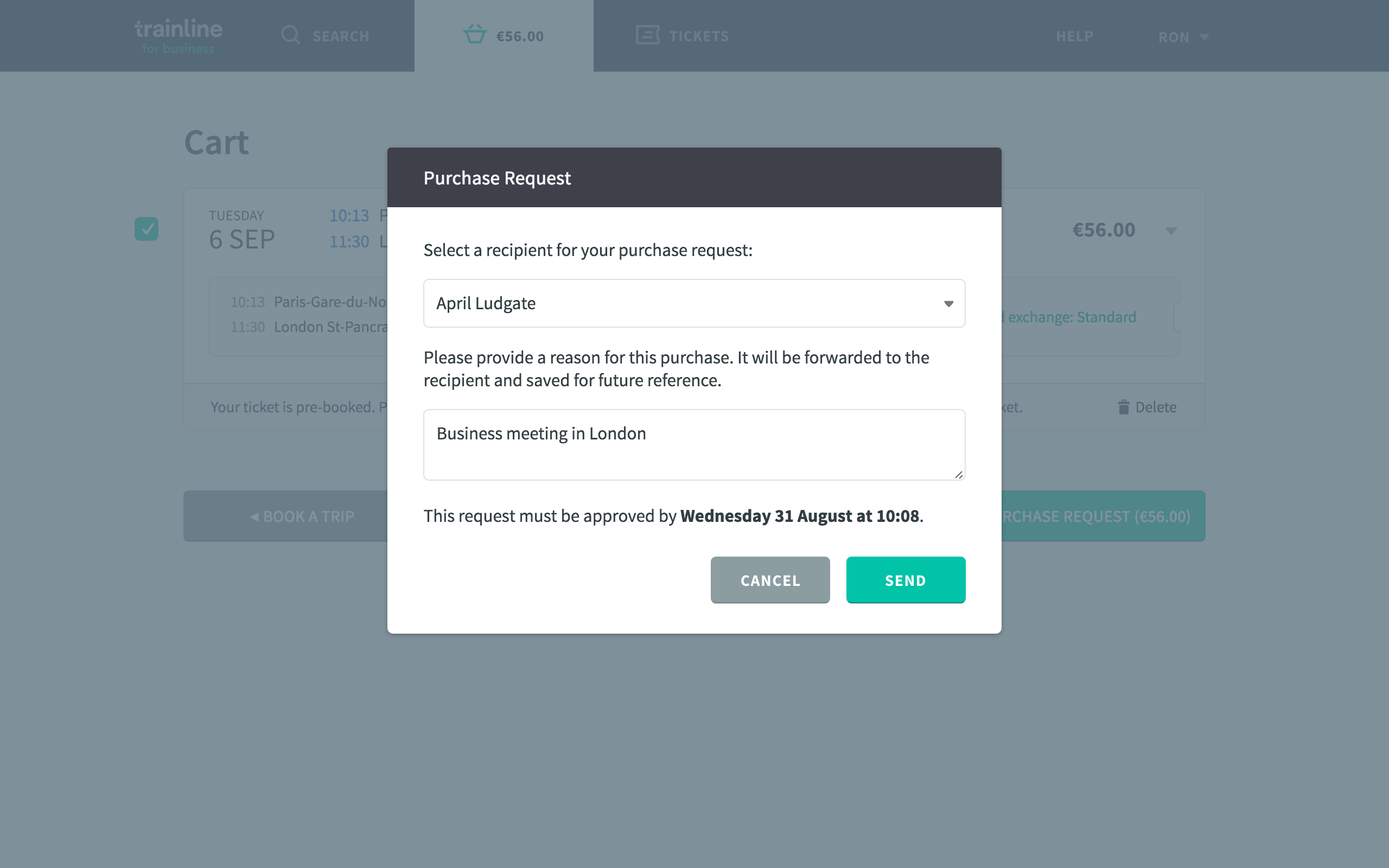 Make purchase requests for tickets